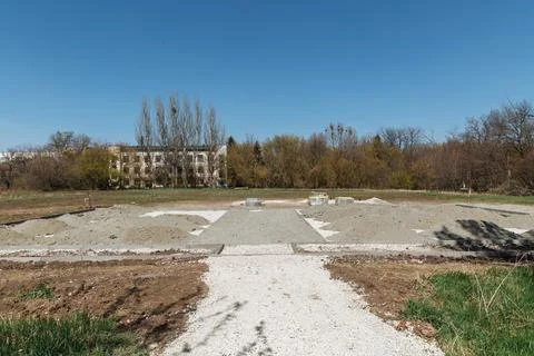Construction site mound of sandy and soil Stock Photos