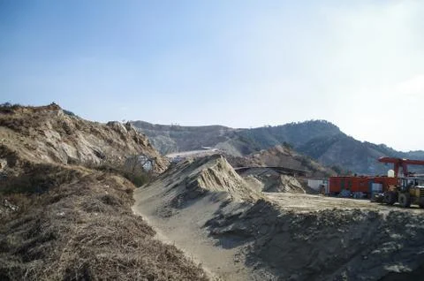 A Construction Site in the Mountain Area Stock Photos