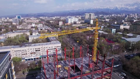 Construction site with mountain views Stock Footage 238077639