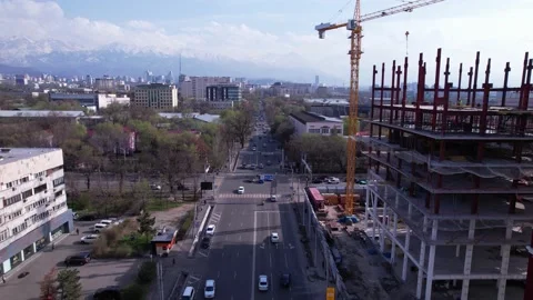 Construction site with mountain views Stock Footage 238079000