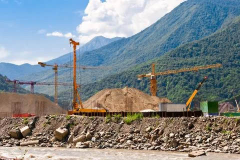 Construction site in the mountains Stock Photos