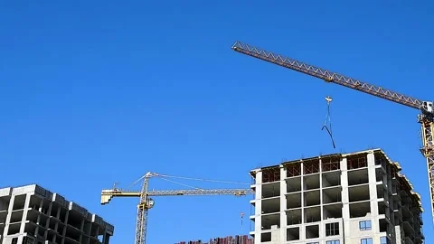 The construction site of a multi-storey building in an urban environment. Video stock 339764749