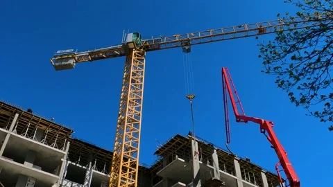 The construction site of a multi-storey residential building Stock Footage 195301589