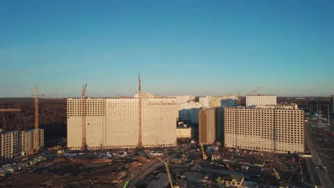 Construction site multi-storey residential building unfinished construction site Видео 206862752