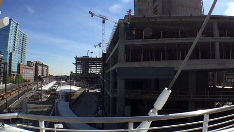 Construction Site Multiple Floors Pan Right Stock Footage 81458005