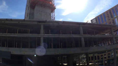 Construction Site Multiple Floors Tilt up Pan left Stock Footage 81457286