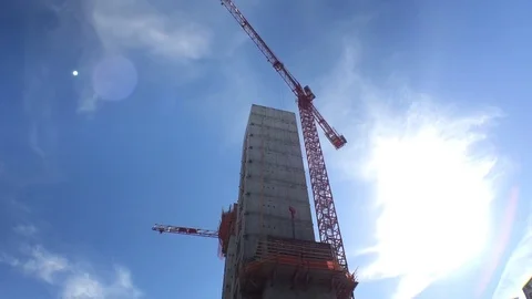 Construction Site Multiple Floors Tilt down Stock Footage 81457535