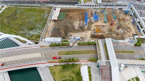 Construction site new development near busan station south korea Stock Photos