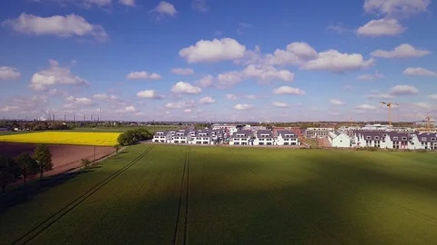 Construction Site - New Housing Settlement - 1 - Aerial - Clouds Stock Footage 75360492