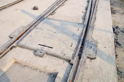 The construction site of new light rail rapid transportation system Stock Photos