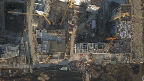 Construction site of a new residential complex. Flying over the construction Stock Footage 110244826