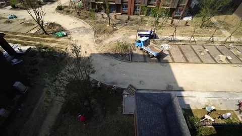 Construction site in a new residential district Stock Footage