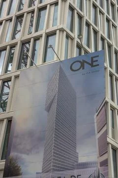 Construction site of the new skyscraper One, Frankfurt am Main, Germany Stock Photos