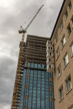 Construction site of the new skyscraper The Spin, Frankfurt am Main, Germany Stock Photos