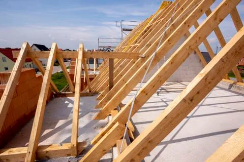 Construction site of a newly built house Stock Photos