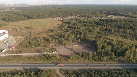 Construction site next to the highway Stock Footage 127121920
