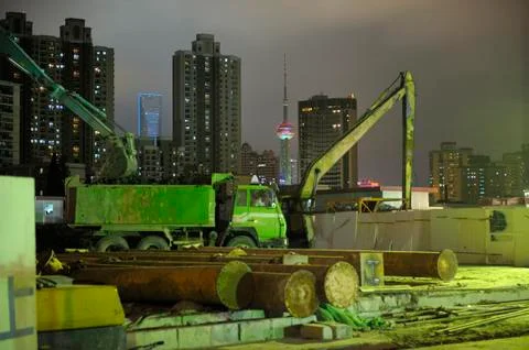 Construction site by night Foto stock