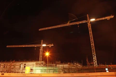 Construction site at night Stock Photos