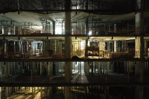 Construction site at night Fotos de archivo