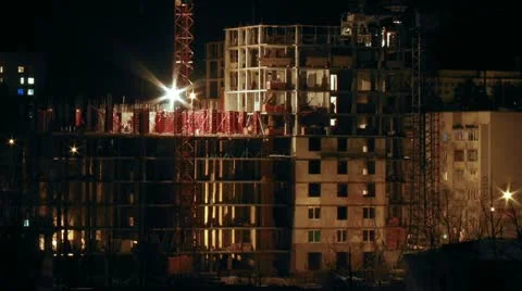 Construction site in the night timelapse 库存影片 11237847