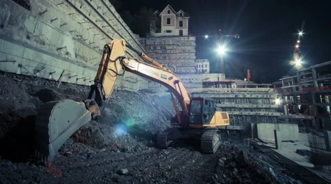 Construction site night working Stock Footage 41092710