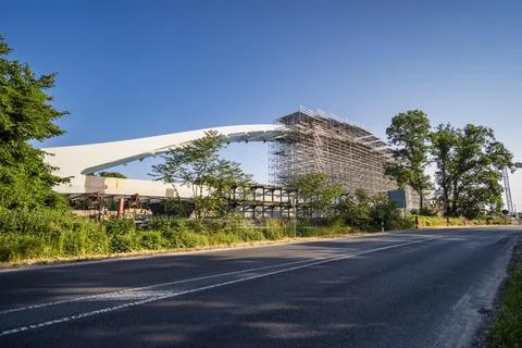 Construction site Oder Bridge Kuestrin Kietz Brandenburg Germany Europe 스톡 사진