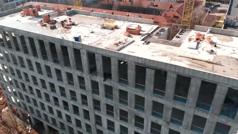Construction site, office building construction Video stock 321073561