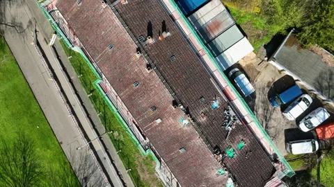 Construction site - old rooftop, aerial view 库存影片 237471053