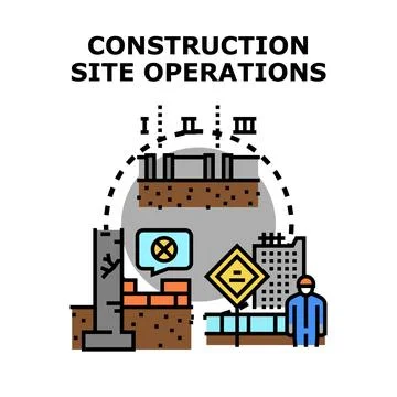 Construction site operations managing building development process Ilustración de archivo