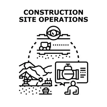 Construction site operations planning and management process Stock Illustration