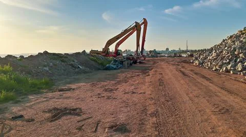 Construction Site Over Coast Stock-Fotos