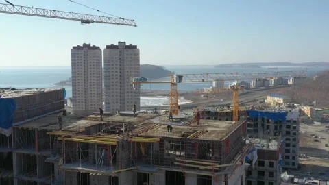 Construction site overlooking the sea. Stock Footage 172274609