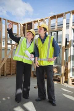 At the construction site Stockfoto's