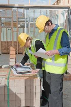 At the construction site Stockfoto's