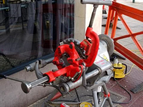 Construction Site Pipe Threading Machine Stock Photos