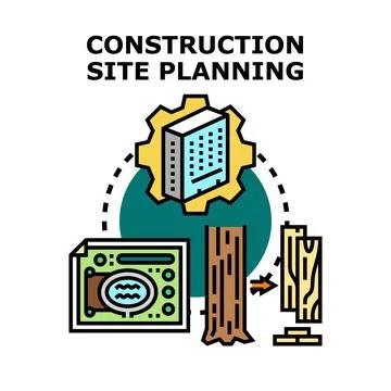 Construction site planning and development process 스톡 일러스트