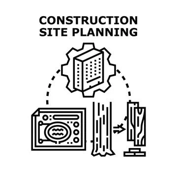 Construction site planning and development process Stock Illustration
