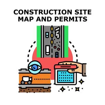 Construction site planning and permitting process concept Stock-Illustration