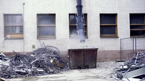 Construction site with plastic  sleeve waste tube Stock Footage 119835733