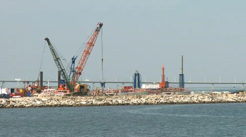 Construction site in port time lapse Video stock 698922