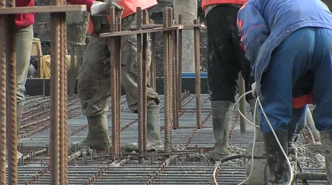 Construction site, pouring the concrete Stock Footage 5164937