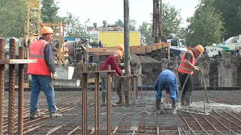 Construction site, pouring the concrete Stock Footage 5164941
