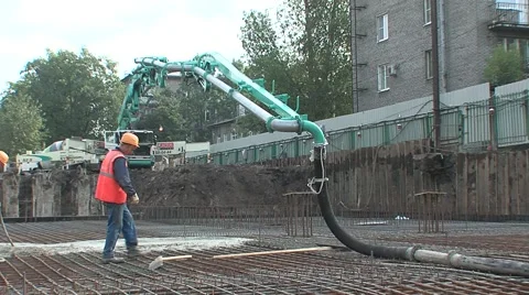 Construction site, pouring the concrete Stock Footage 5164945