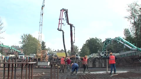 Construction site, pouring the concrete Stock Footage 5164948
