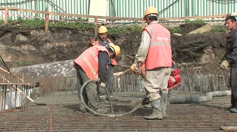 Construction site, pouring the concrete Stock Footage 5164964