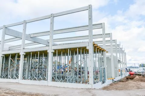 Construction site with precast concrete elements 写真素材