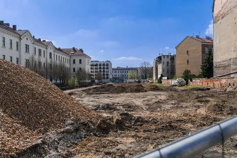 The construction site is prepared for the start of construction work Stock Photos