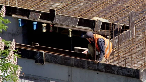 Construction site, the process of building a sport center, building is made of Video stock 130809025