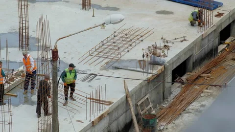 Construction site, the process of building a sport center, building is made of 스톡 동영상 130809906