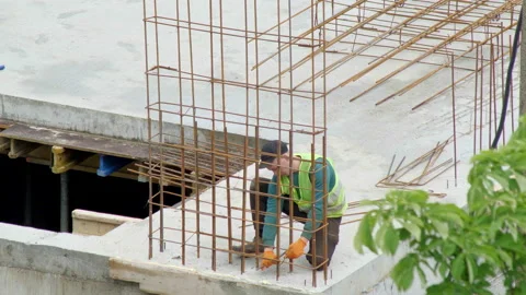 Construction site, the process of building a sport center, building is made of Stock-Footage 130810320
